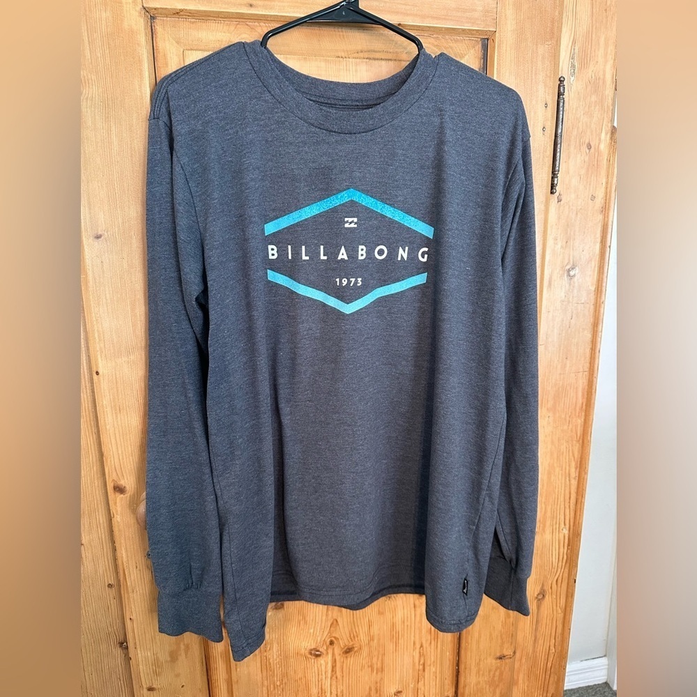 Billabong Long Sleeve Heathered Gray Tee Mens Size Large Skater Surfer Y2K